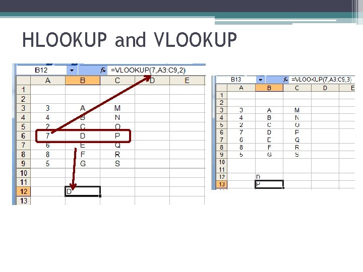 HLOOKUP and VLOOKUP 