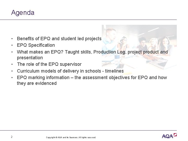 Agenda • Benefits of EPQ and student led projects • EPQ Specification • What