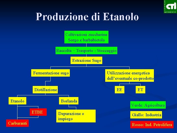 Produzione di Etanolo Coltivazioni zuccherine Sorgo e barbabietola Raccolta – Trasporto - Stoccaggio Estrazione