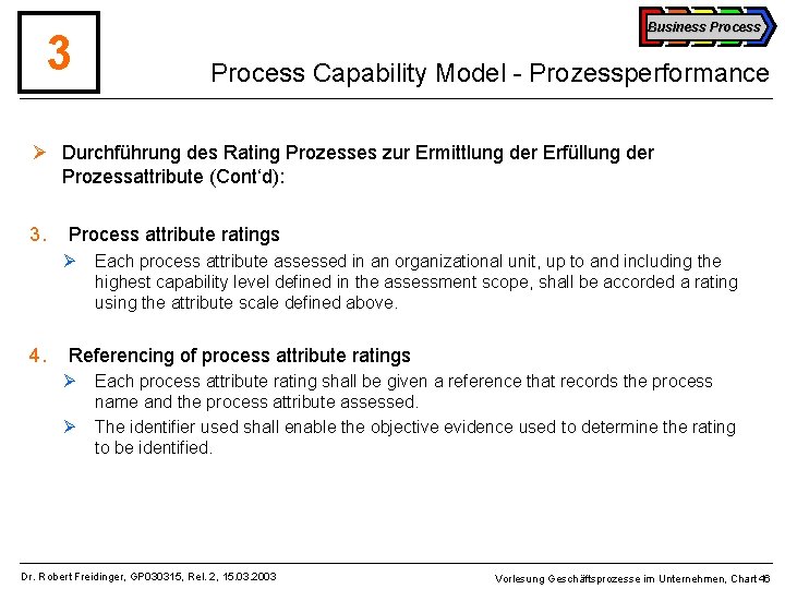 3 Business Process Capability Model - Prozessperformance Ø Durchführung des Rating Prozesses zur Ermittlung