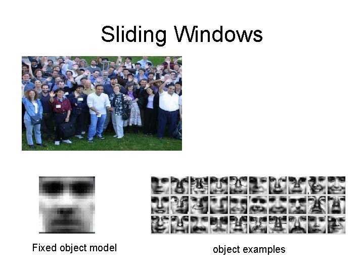 Sliding Windows Fixed object model object examples 