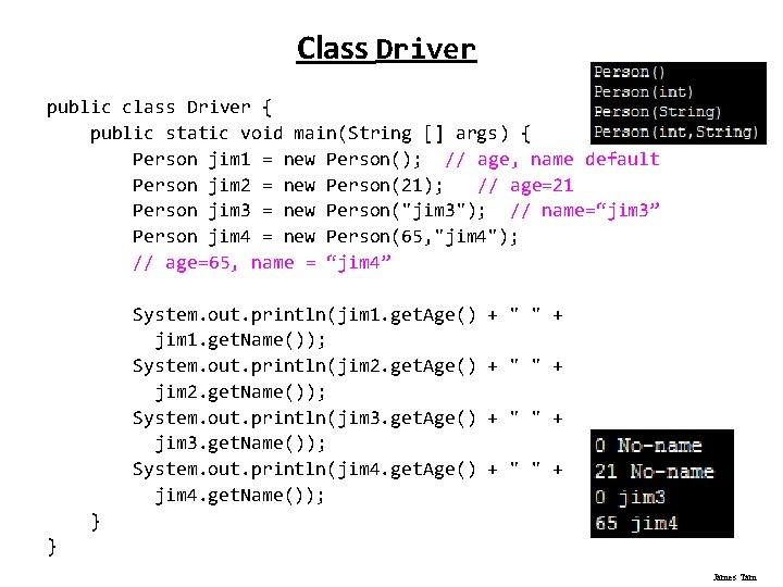 Class Driver public class Driver { public static void main(String [] args) { Person