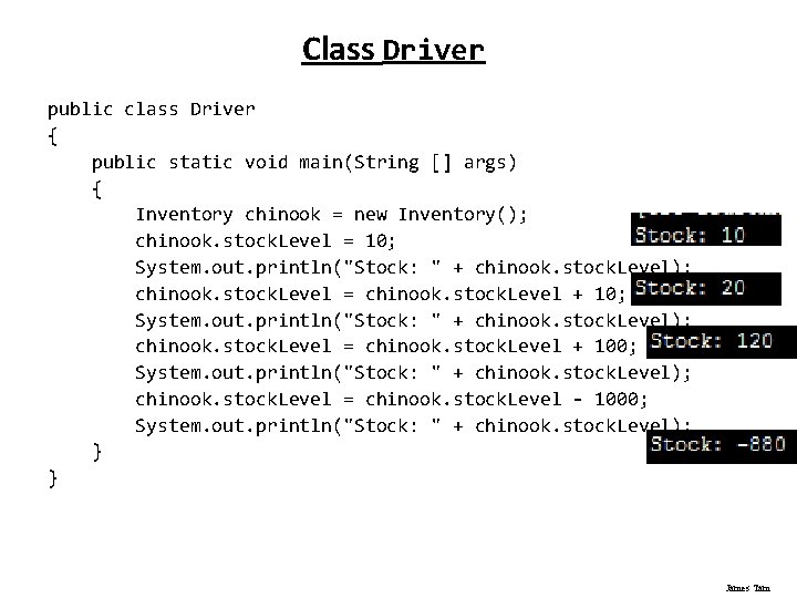 Class Driver public class Driver { public static void main(String [] args) { Inventory