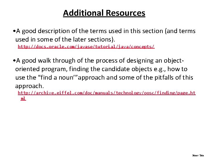Additional Resources • A good description of the terms used in this section (and