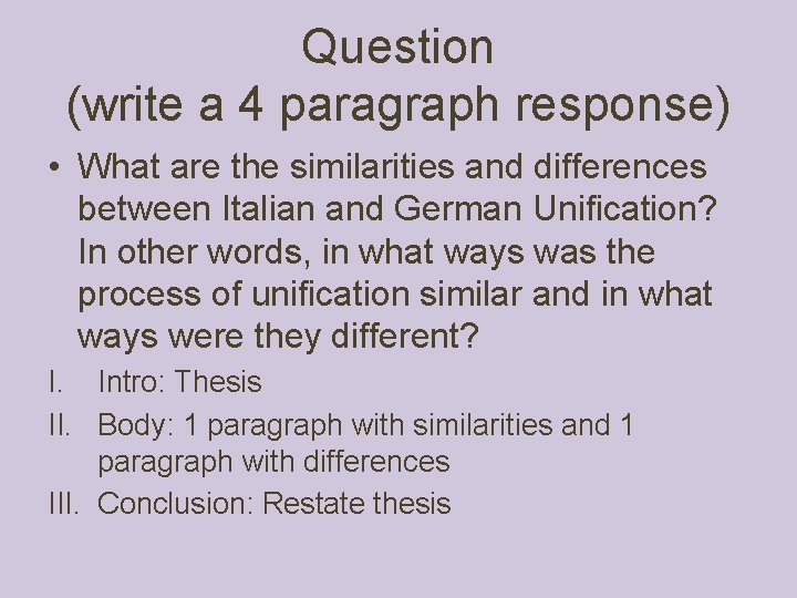 Question (write a 4 paragraph response) • What are the similarities and differences between Question (write a 4 paragraph response) • What are the similarities and differences between