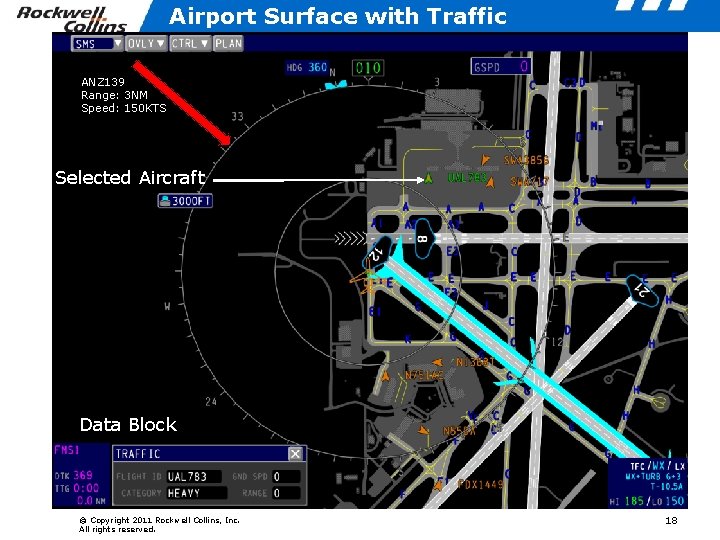 Airport Surface with Traffic ANZ 139 Range: 3 NM Speed: 150 KTS Selected Aircraft