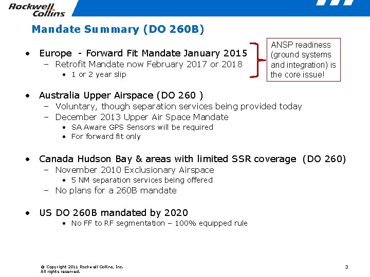 Mandate Summary (DO 260 B) • Europe - Forward Fit Mandate January 2015 –