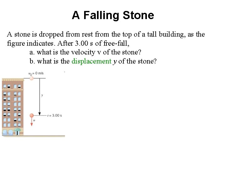 A Falling Stone A stone is dropped from rest from the top of a