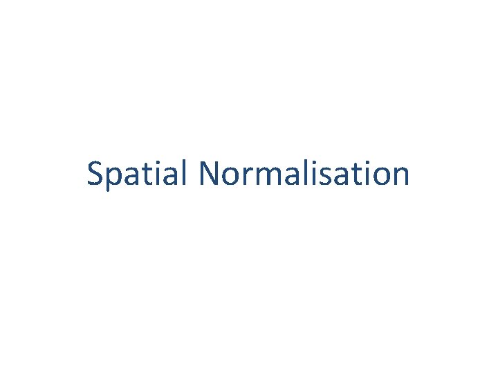 Spatial Normalisation 