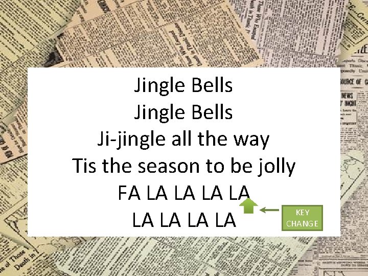Jingle Bells Ji-jingle all the way Tis the season to be jolly FA LA