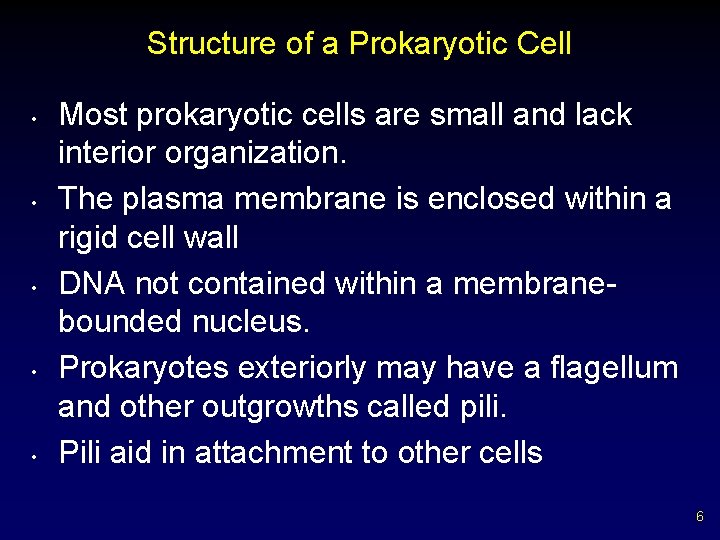 Structure of a Prokaryotic Cell • • • Most prokaryotic cells are small and