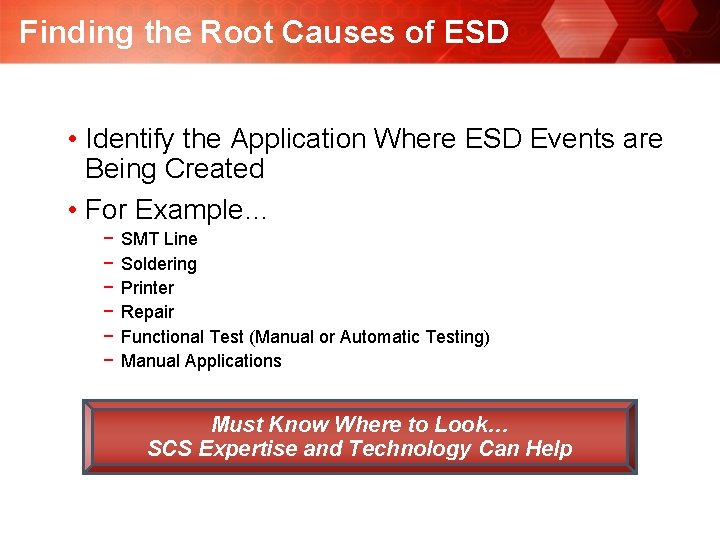 Finding the Root Causes of ESD • Identify the Application Where ESD Events are Finding the Root Causes of ESD • Identify the Application Where ESD Events are