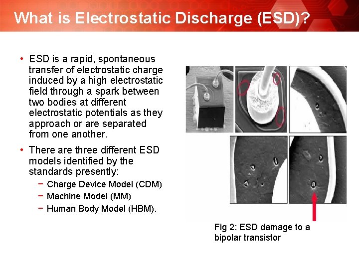 What is Electrostatic Discharge (ESD)? • ESD is a rapid, spontaneous transfer of electrostatic What is Electrostatic Discharge (ESD)? • ESD is a rapid, spontaneous transfer of electrostatic