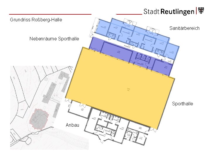 Grundriss Roßberg-Halle Sanitärbereich Nebenräume Sporthalle Anbau 