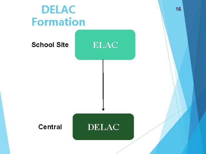DELAC Formation 16 School Site ELAC Central DELAC 