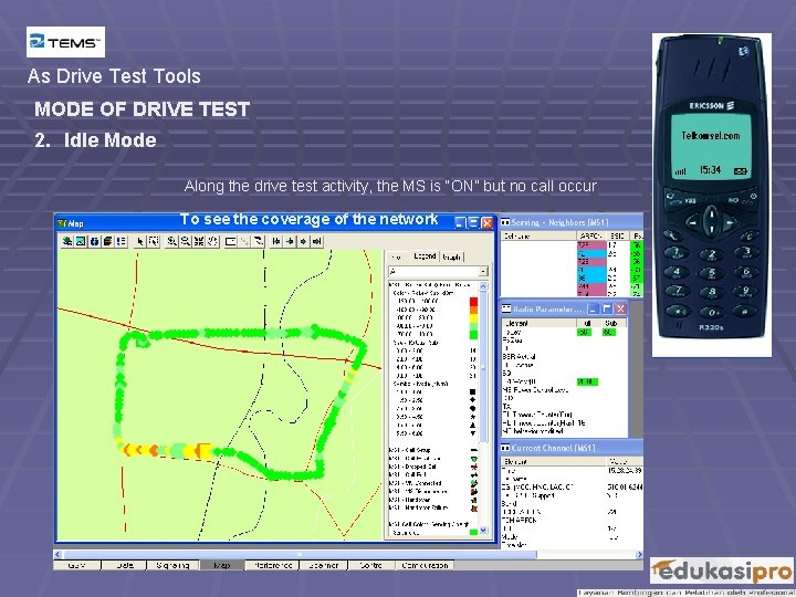 As Drive Test Tools MODE OF DRIVE TEST 2. Idle Mode Along the drive