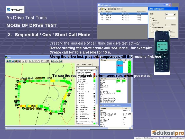 As Drive Test Tools MODE OF DRIVE TEST 3. Sequential / Qos / Short