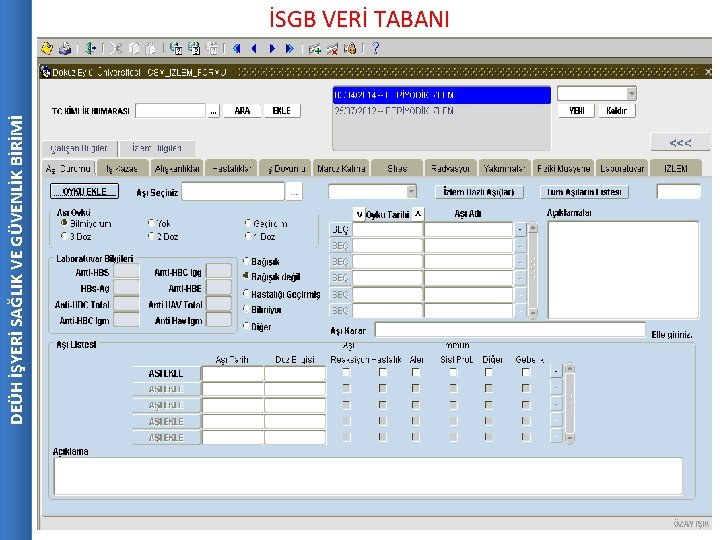 DEÜH İŞYERİ SAĞLIK VE GÜVENLİK BİRİMİ İSGB VERİ TABANI • • • Genel Bilgiler