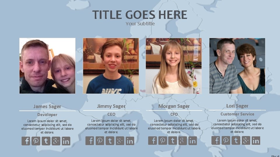 TITLE GOES HERE Your Subtitle James Sager Jimmy Sager Morgan Sager Lori Sager Developer