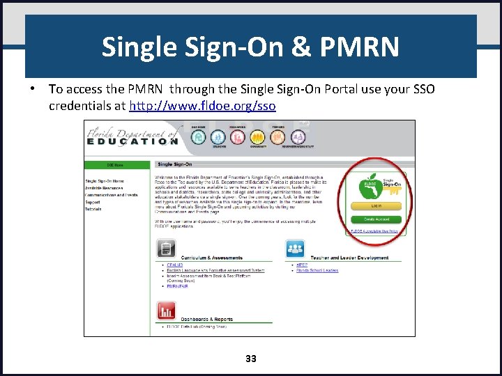 Single Sign-On & PMRN • To access the PMRN through the Single Sign-On Portal