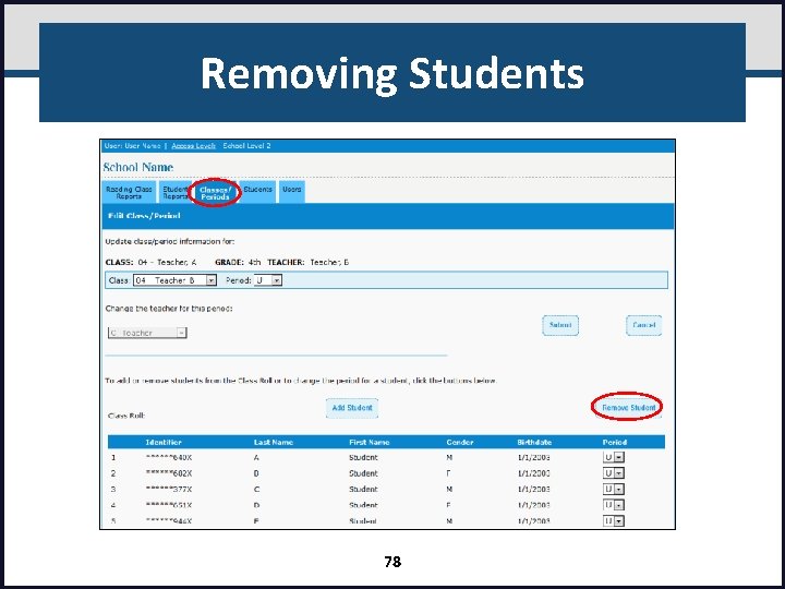 Removing Students 78 