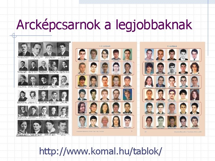 Arcképcsarnok a legjobbaknak http: //www. komal. hu/tablok/ 