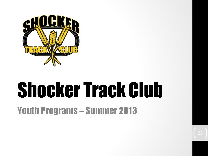 Shocker Track Club Youth Programs – Summer 2013 25 