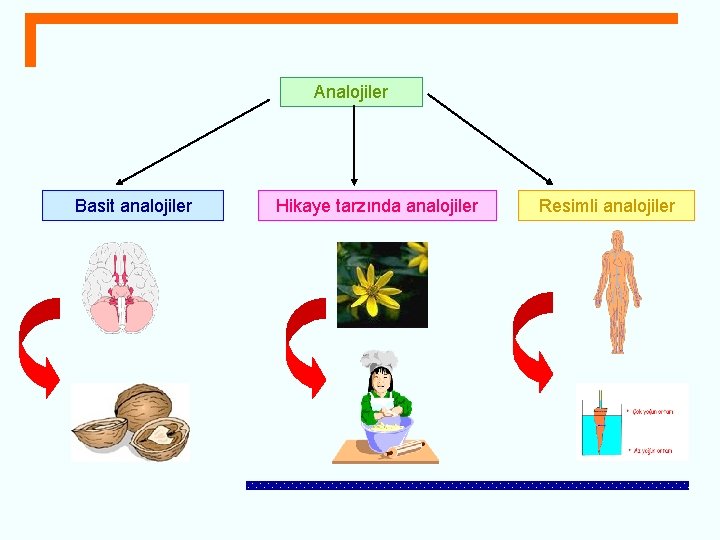 Analojiler Basit analojiler Hikaye tarzında analojiler Resimli analojiler 