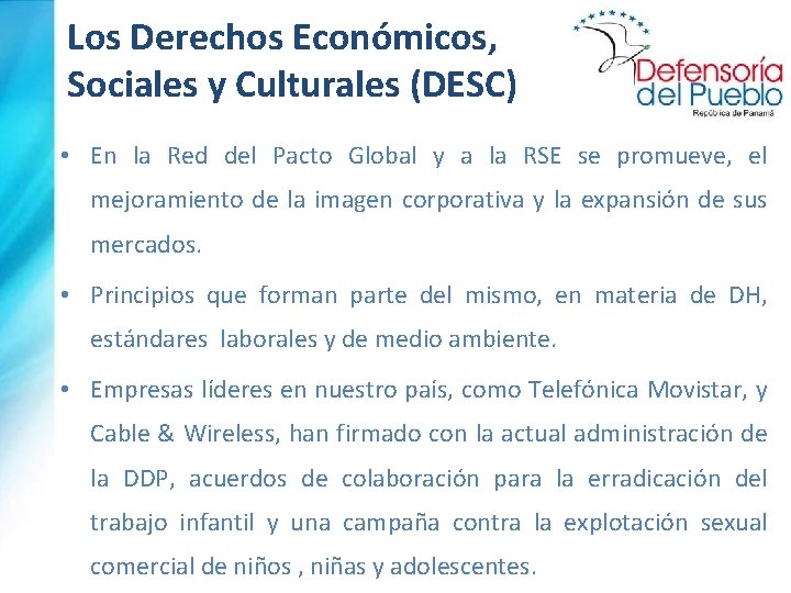 Los Derechos Económicos, Sociales y Culturales (DESC) • En la Red del Pacto Global