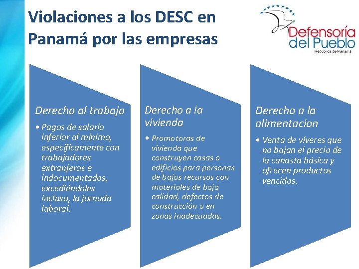 Violaciones a los DESC en Panamá por las empresas Derecho al trabajo • Pagos