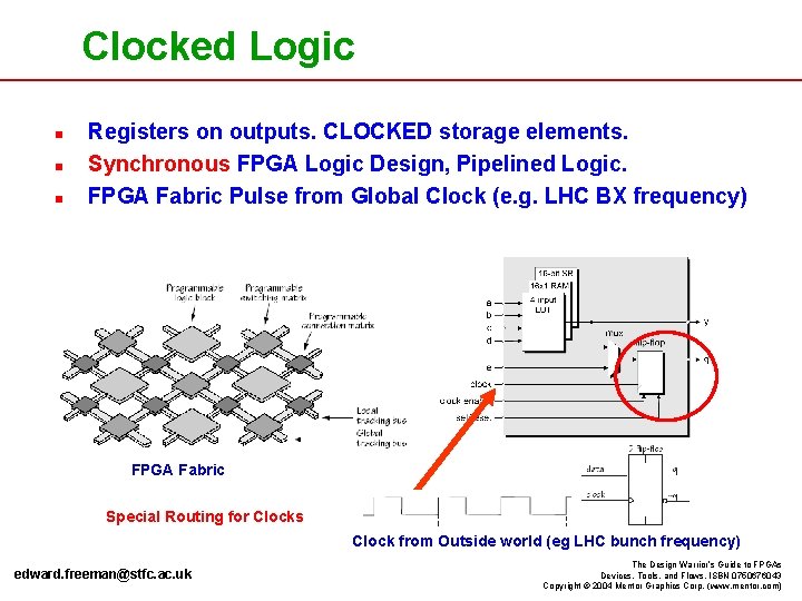 Clocked Logic n n n Registers on outputs. CLOCKED storage elements. Synchronous FPGA Logic Clocked Logic n n n Registers on outputs. CLOCKED storage elements. Synchronous FPGA Logic