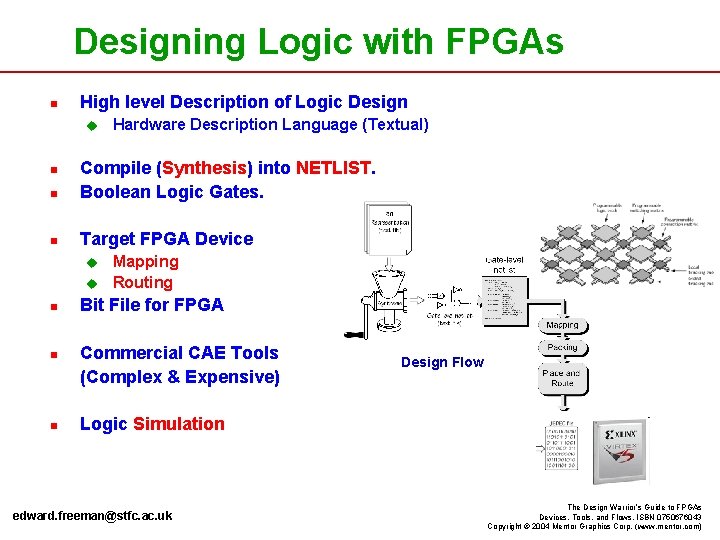 Designing Logic with FPGAs n High level Description of Logic Design u Hardware Description Designing Logic with FPGAs n High level Description of Logic Design u Hardware Description
