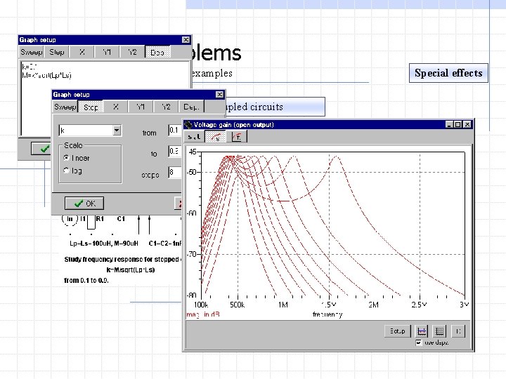 1 Typical problems examples Model of HF transformer with coupled circuits Special effects 