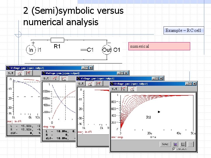 2 (Semi)symbolic versus numerical analysis Example – RC cell numerical 