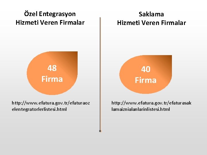 Özel Entegrasyon Hizmeti Veren Firmalar 48 Firma http: //www. efatura. gov. tr/efaturaoz elentegratorlerlistesi. html