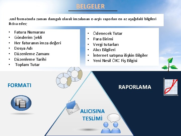 BELGELER. xml formatında zaman damgalı olarak imzalanan e-arşiv raporları en az aşağıdaki bilgileri ihtiva