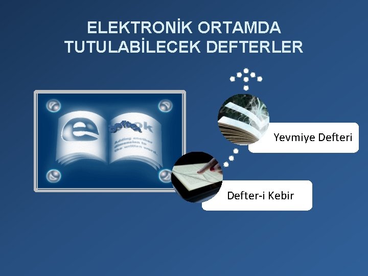 ELEKTRONİK ORTAMDA TUTULABİLECEK DEFTERLER Yevmiye Defteri Defter-i Kebir 
