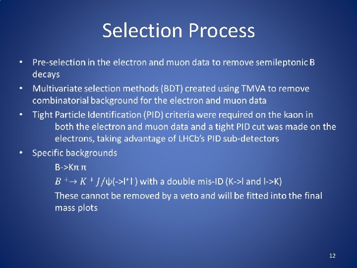  • Selection Process 12 