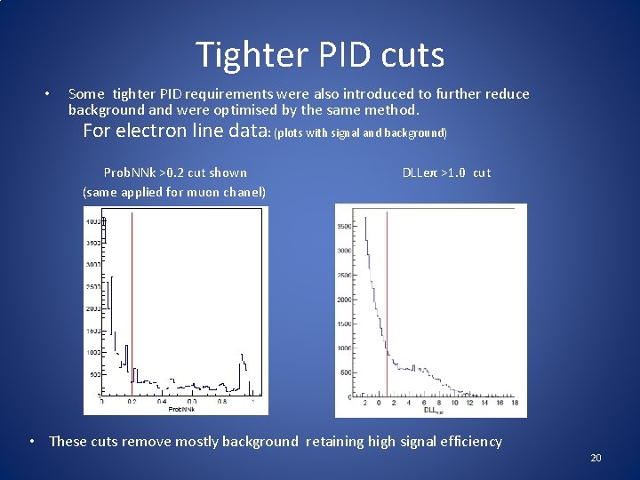Tighter PID cuts • Some tighter PID requirements were also introduced to further reduce