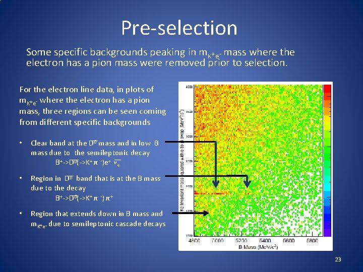 Pre-selection Some specific backgrounds peaking in m. K+e- mass where the electron has a
