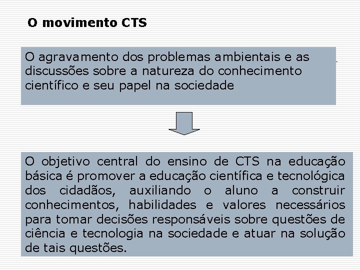 O movimento CTS O agravamento dos problemas ambientais e as discussões sobre a natureza