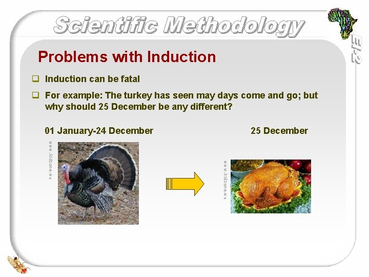 Problems with Induction q Induction can be fatal q For example: The turkey has