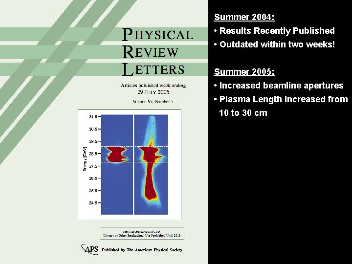 Summer 2004: • Results Recently Published • Outdated within two weeks! Summer 2005: •