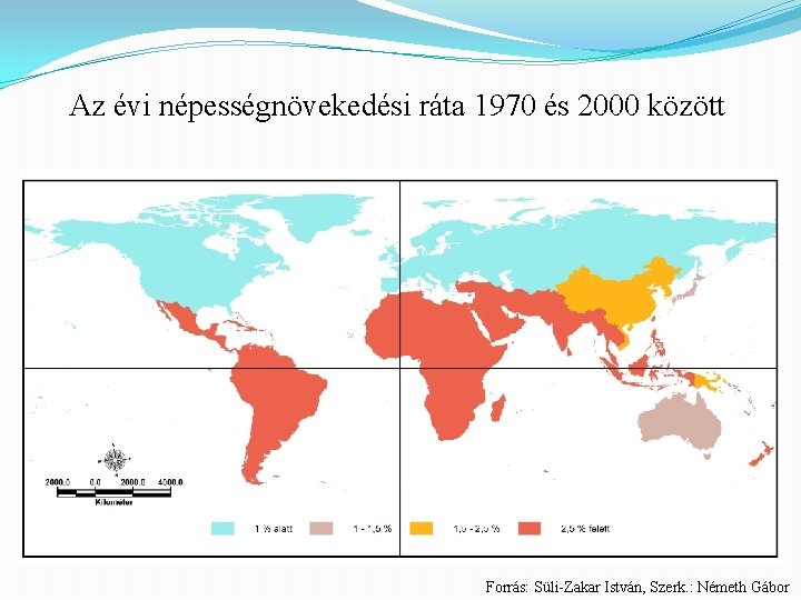 Az évi népességnövekedési ráta 1970 és 2000 között Forrás: Süli-Zakar István, Szerk. : Németh