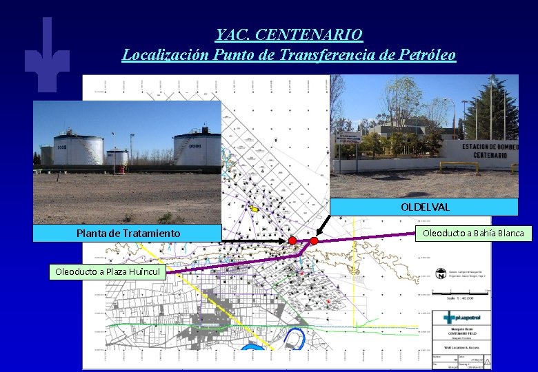 YAC. CENTENARIO Localización Punto de Transferencia de Petróleo OLDELVAL Planta de Tratamiento Oleoducto a
