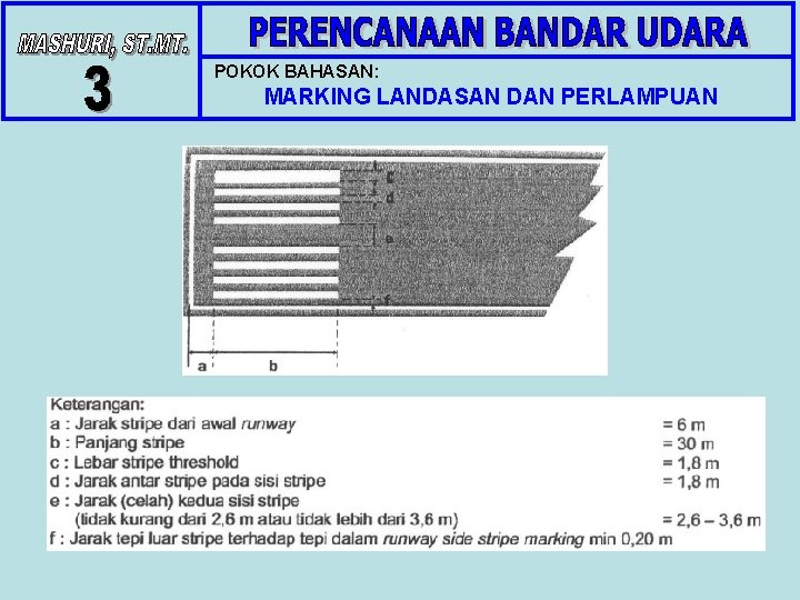 POKOK BAHASAN: MARKING LANDASAN DAN PERLAMPUAN POKOK BAHASAN: MARKING LANDASAN DAN PERLAMPUAN