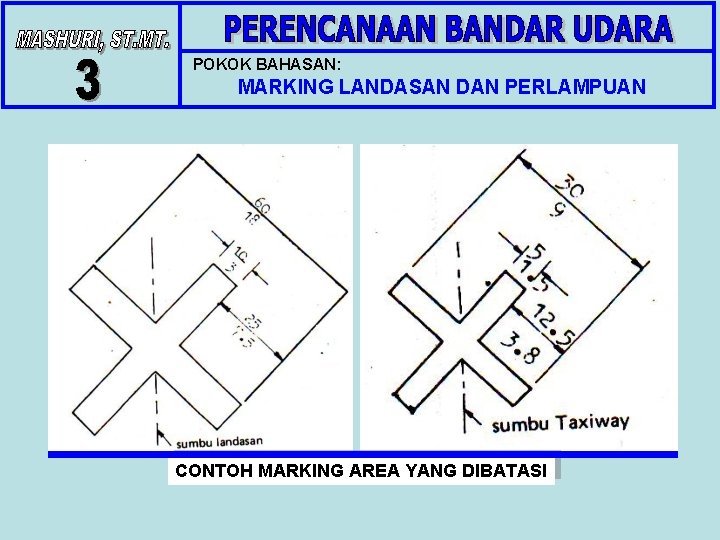 POKOK BAHASAN: MARKING LANDASAN DAN PERLAMPUAN CONTOH MARKING AREA YANG DIBATASI POKOK BAHASAN: MARKING LANDASAN DAN PERLAMPUAN CONTOH MARKING AREA YANG DIBATASI