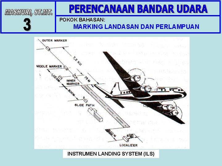 POKOK BAHASAN: MARKING LANDASAN DAN PERLAMPUAN INSTRUMEN LANDING SYSTEM (ILS) POKOK BAHASAN: MARKING LANDASAN DAN PERLAMPUAN INSTRUMEN LANDING SYSTEM (ILS)