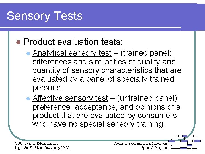 Sensory Tests l Product evaluation tests: Analytical sensory test – (trained panel) differences and