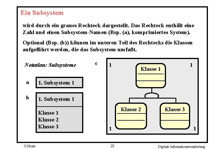 Ein Subsystem wird durch ein graues Rechteck dargestellt. Das Rechteck enthält eine Zahl und